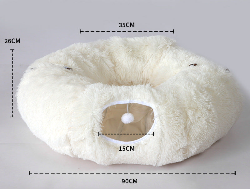 Plush Tunnel Cat Bed