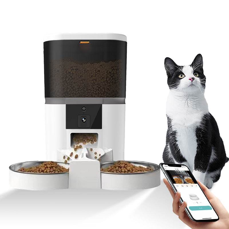 Distributeur intelligent de nourriture pour animaux avec caméra HD