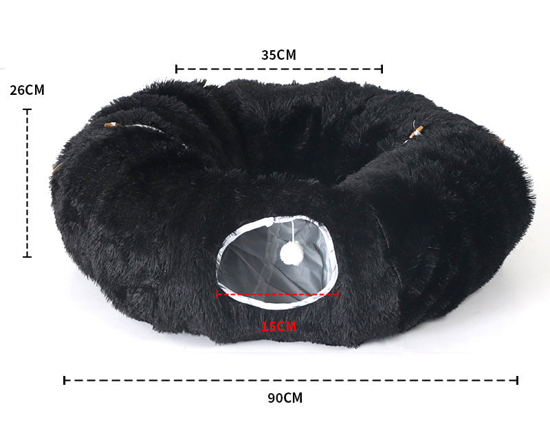Plush Tunnel Cat Bed