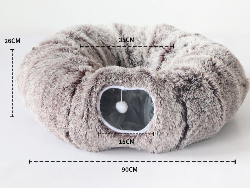 Plush Tunnel Cat Bed
