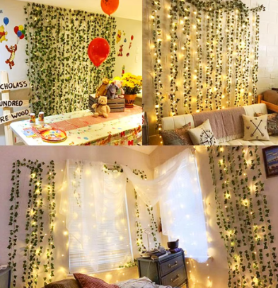 Plantes grimpantes décoratives avec lumières